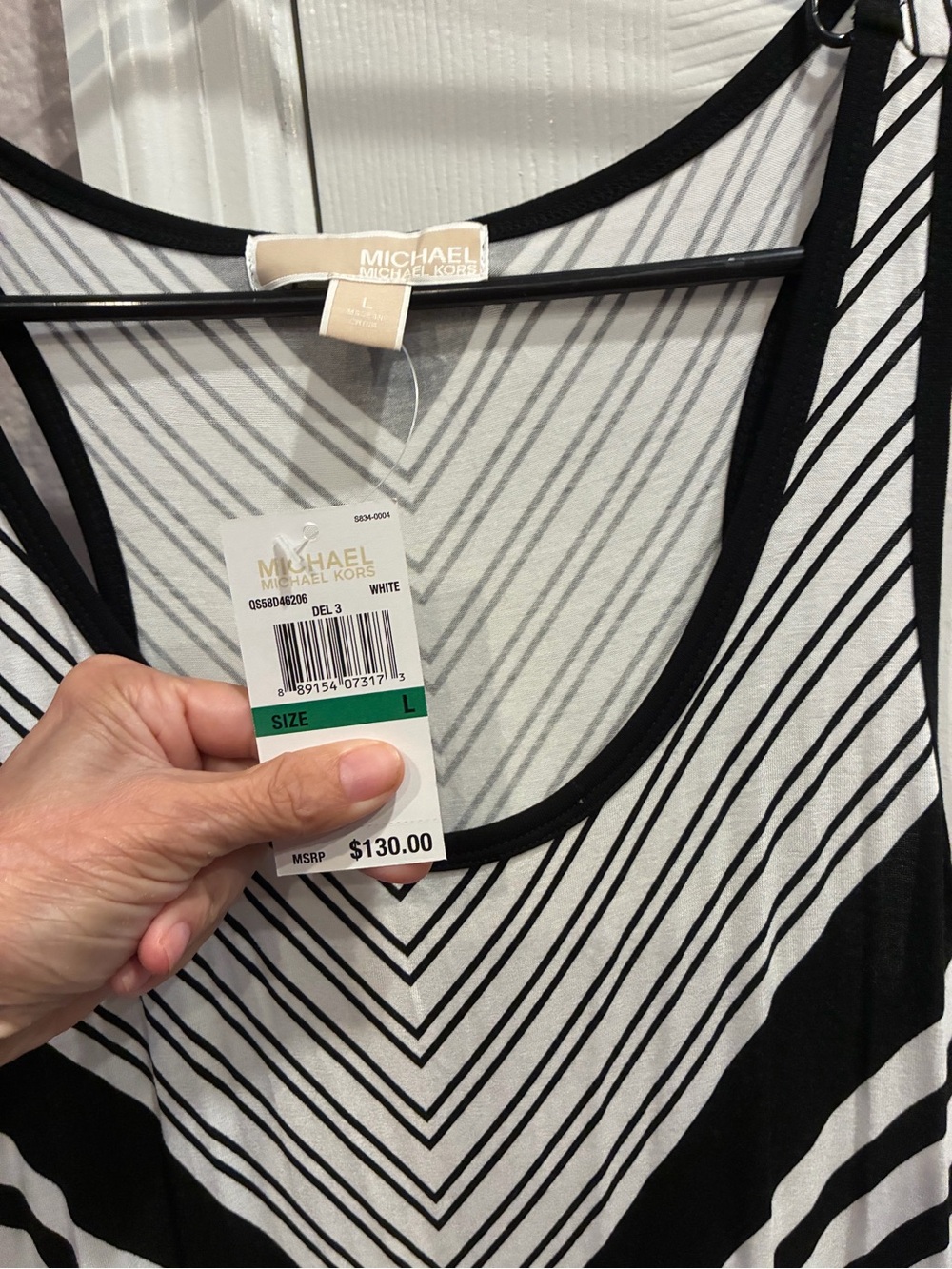 MICHAEL Michael Kors Black & White V-Stripe Maxi Dress